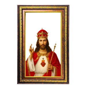 Lord Jesus Digital Golden Balck Color Photo Frame | Hindu Religious Wall Decor | 10x16 Inches - Inspirational Wall Art For Office, Home Decor - Ideal Spiritual Gift (F16742)