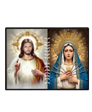 Jesus And Immaculate Heart Of Mary Laminated Photo - 9x11 Inches, Divine Blessings For Home & Office And Temple Decoration (F16187)