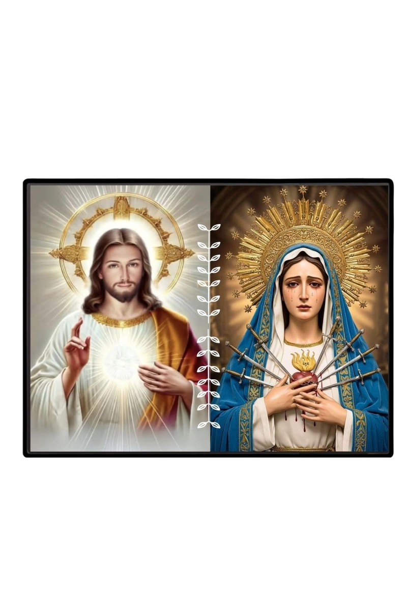 Jesus And Immaculate Heart Of Mary Laminated Photo - 9x11 Inches, Divine Blessings For Home & Office And Temple Decoration (F16187)