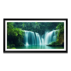 Nature Landscape Floating Frame Scenery Digital Print - (I5871) - 18x36 inch Modern Nature Wall Art for Living Room, Bedroom, Office, Hotels, Drawing Room