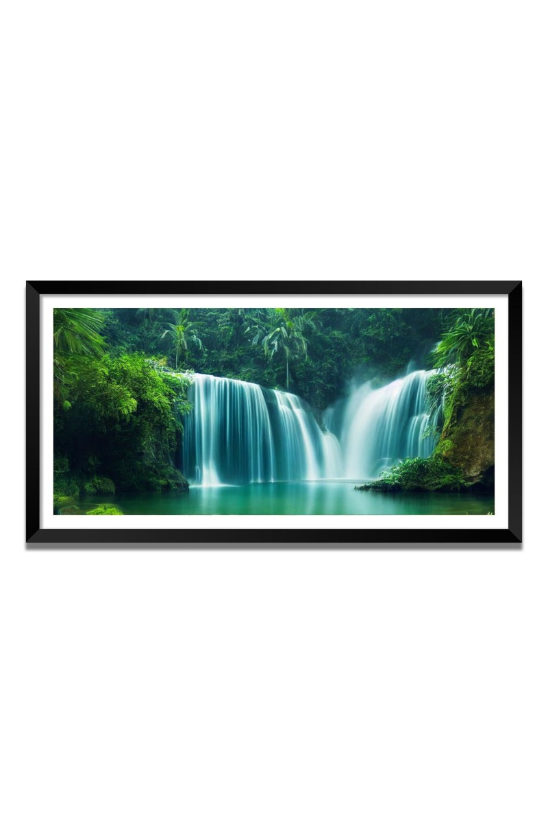 Nature Landscape Floating Frame Scenery Digital Print - (I5871) - 18x36 inch Modern Nature Wall Art for Living Room, Bedroom, Office, Hotels, Drawing Room