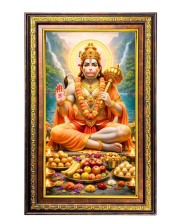 Lord Hanuman Digital Golden Balck Color Photo Frame | Hindu Religious Wall Decor | 18x24 Inches - Inspirational Wall Art For Office, Home Decor - Ideal Spiritual Gift (F16874)