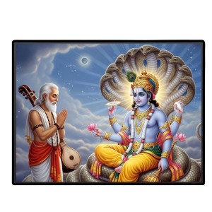Lord Vishnu Laminated Photo - 13x15 Inches, Divine Blessings For Home & Office And Temple Decoration (F16056)