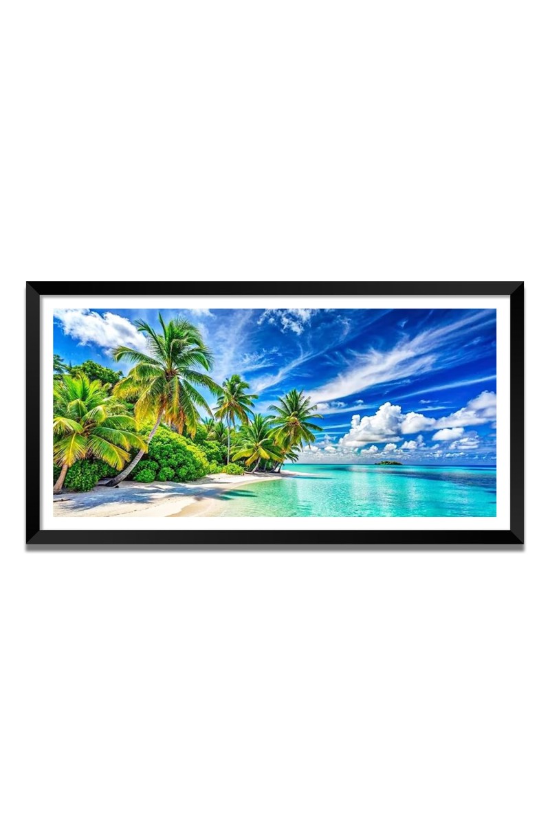 Nature Landscape Floating Frame Scenery Digital Print - (I5706) - 24x48 inch Modern Nature Wall Art for Living Room, Bedroom, Office, Hotels, Drawing Room