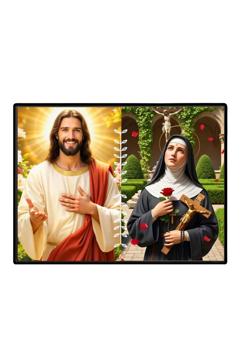 Jesus Christ-St. Therese Of Lisieux Laminated Photo - 7x9 Inches, Divine Blessings For Home & Office And Temple Decoration (F16248)