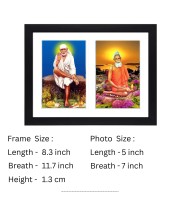 Sri Sri Shirdi Sai Baba and Sri Sri Lokenath Baba two colored Photos in One Frame | Spiritual Devotional Wall Art | Photos for puja room, wall and table top