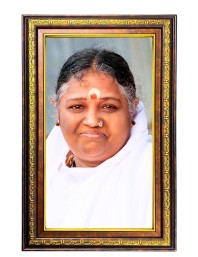 Sri Mata Amritanandamayi Devi Digital Golden Balck Color Photo Frame | Hindu Religious Wall Decor | 18x24 Inches - Inspirational Wall Art For Office, Home Decor - Ideal Spiritual Gift (F16634)