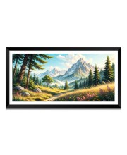 Nature Landscape Floating Frame Scenery Digital Print - (I5802) - 12x24 inch Modern Nature Wall Art for Living Room, Bedroom, Office, Hotels, Drawing Room