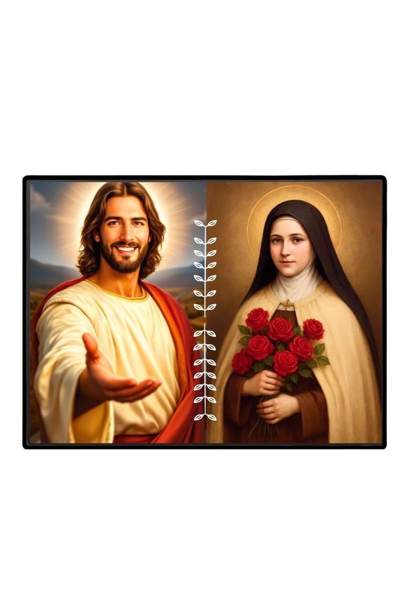 Jesus Christ-St. Therese Of Lisieux Laminated Photo - 7x9 Inches, Divine Blessings For Home & Office And Temple Decoration (F16247)