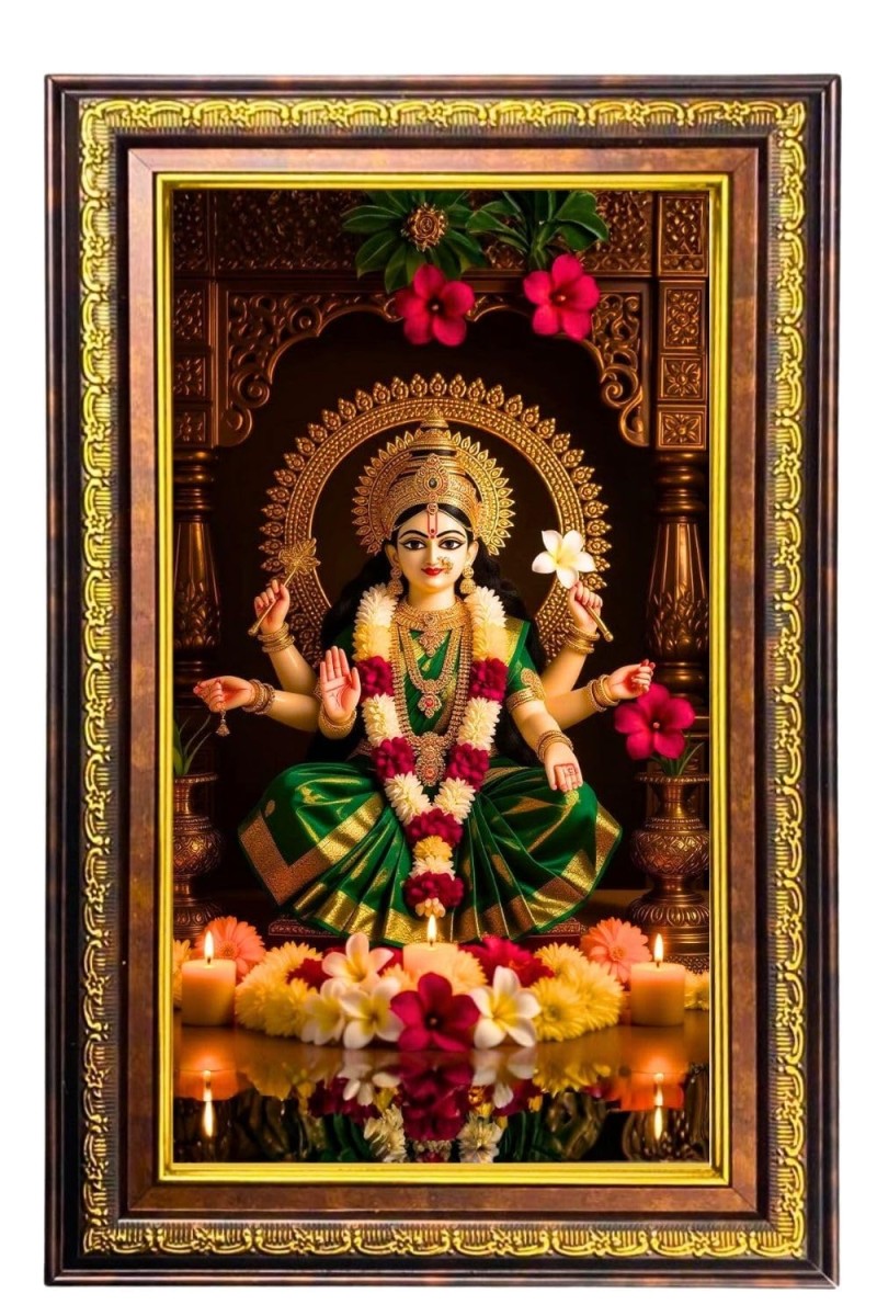 Ma Durga Digital Golden Balck Color Photo Frame | Hindu Religious Wall Decor | 12x18 Inches - Inspirational Wall Art For Office, Home Decor - Ideal Spiritual Gift (F16916)