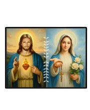 Jesus Christ-Our Lady Of Rosary Laminated Photo - 7x9 Inches, Divine Blessings For Home & Office And Temple Decoration (F16282)