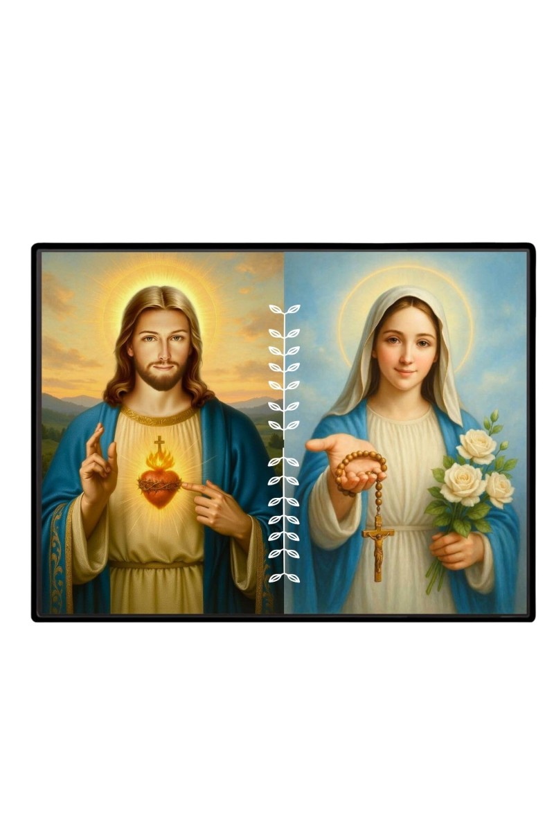 Jesus Christ-Our Lady Of Rosary Laminated Photo - 7x9 Inches, Divine Blessings For Home & Office And Temple Decoration (F16282)