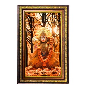 Lord Hanuman Digital Golden Balck Color Photo Frame | Hindu Religious Wall Decor | 12x18 Inches - Inspirational Wall Art For Office, Home Decor - Ideal Spiritual Gift (F16565)