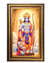 Lord Rama And Hanuman Digital Golden Balck Color Photo Frame | Hindu Religious Wall Decor | 10x16 Inches - Inspirational Wall Art For Office, Home Decor - Ideal Spiritual Gift (F16536)