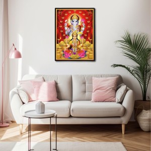 Lakshmi & Ganesh Laminated Photo - 5x7 Inches, Divine Blessings for Home & Office and Temple Decoration