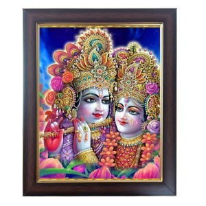 Hitech Sales Radha Krishna Photo Frame for Pooja Room, Temple Decor, Home Decoration and Gift (Wall and Tabletop, Rectangular, Polystyrene Frame, Printed Photo, 24 x 29 cm, Black)