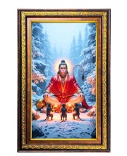 Lord Hanuman Digital Golden Balck Color Photo Frame | Hindu Religious Wall Decor | 12x18 Inches - Inspirational Wall Art For Office, Home Decor - Ideal Spiritual Gift (F16712)