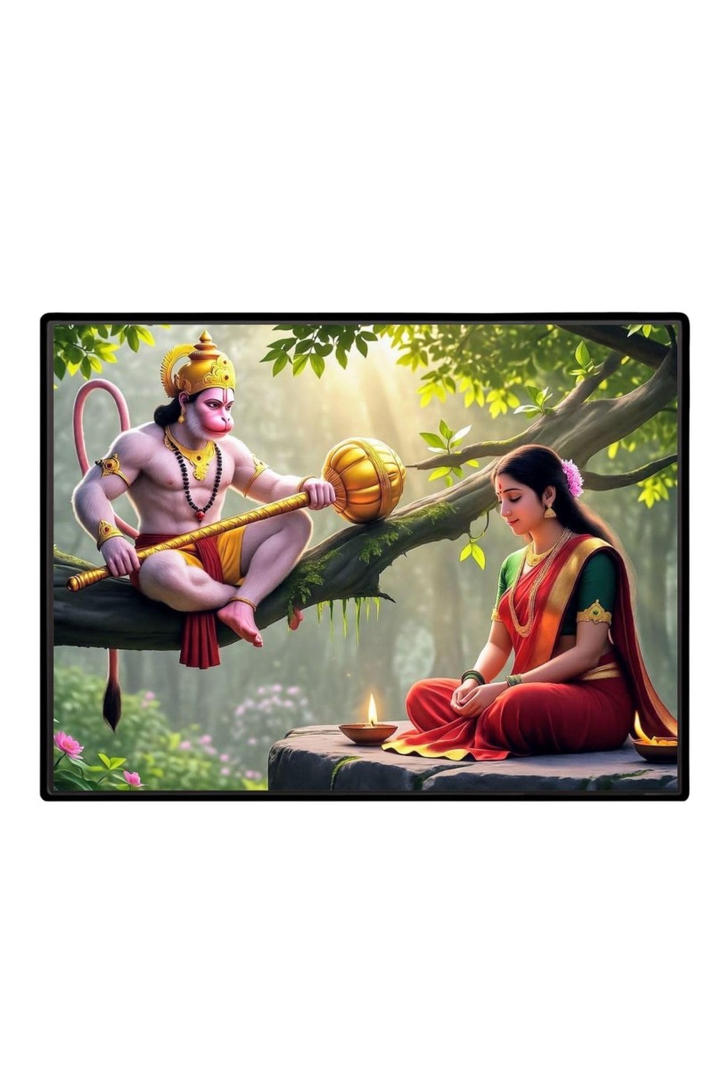 Lord Hanuman Mata Sita Laminated Photo - 5x7 Inches, Divine Blessings For Home & Office And Temple Decoration (F16105)