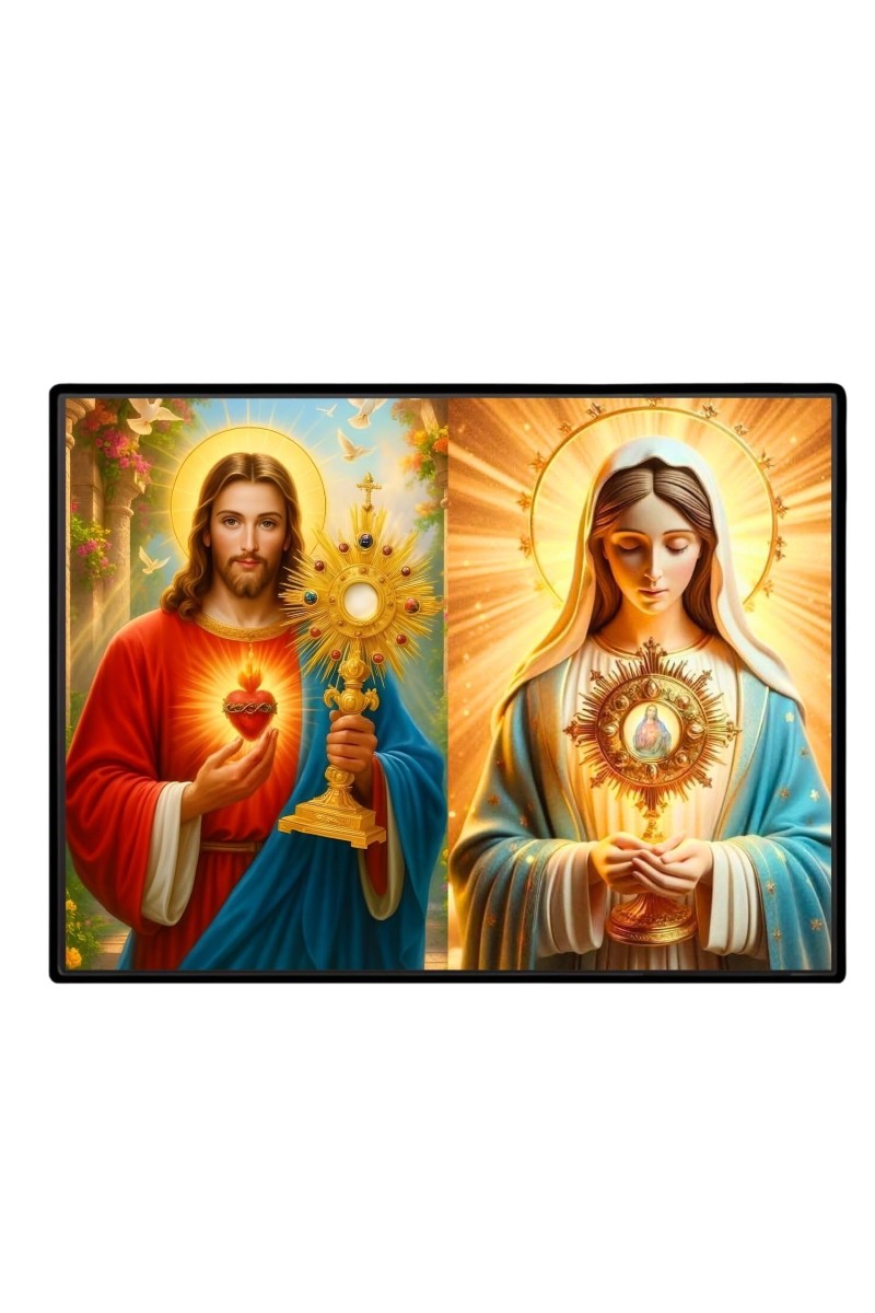 Jesus Christ-Our Lady Of Sorrows Laminated Photo - 7x9 Inches, Divine Blessings For Home & Office And Temple Decoration (F16296)