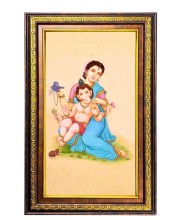 Goddess Parvathi With Ganesha Digital Golden Balck Color Photo Frame | Hindu Religious Wall Decor | 10x16 Inches - Inspirational Wall Art For Office, Home Decor - Ideal Spiritual Gift (F16887)