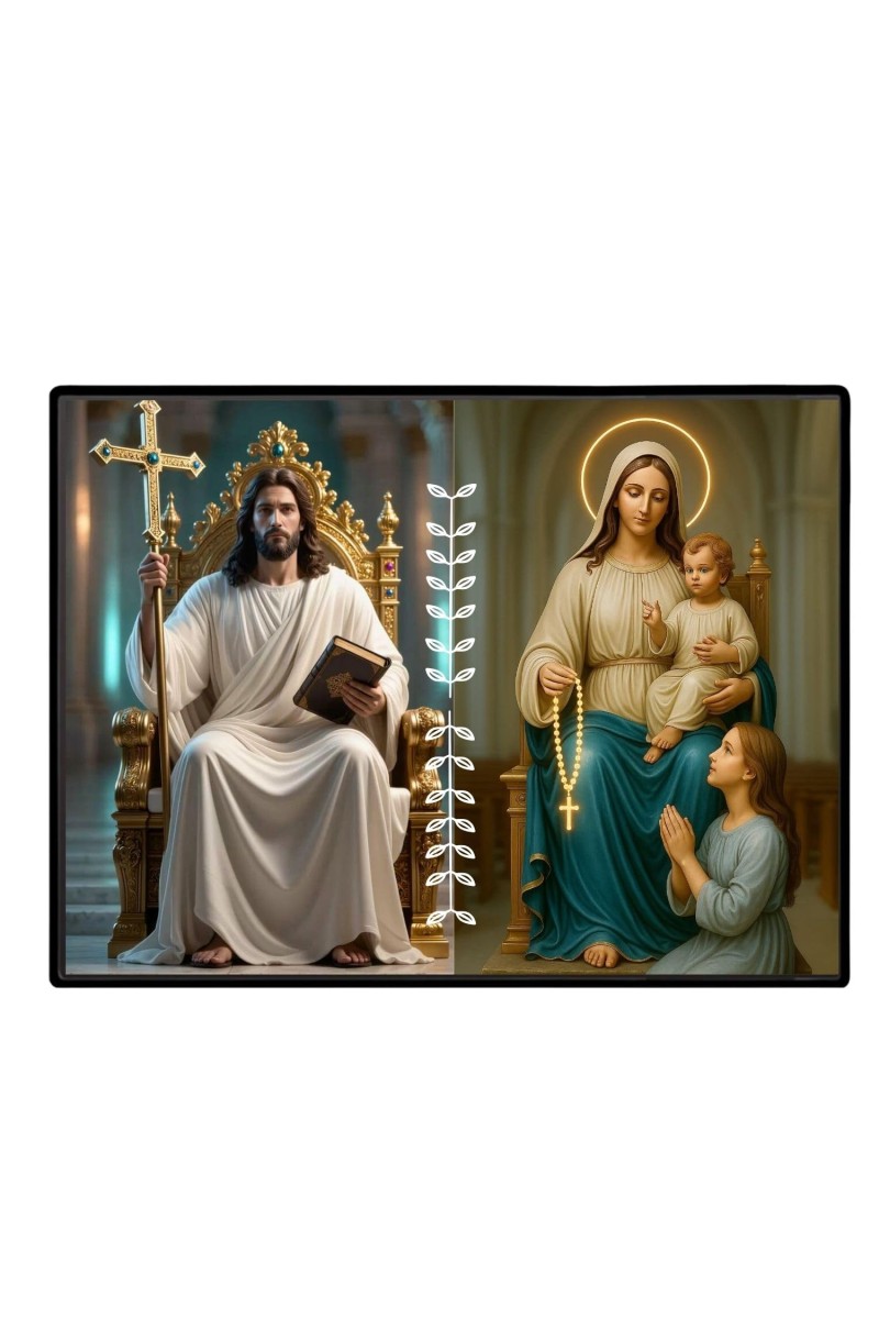 Jesus Lady Of FatimaLaminated Photo - 7x9 Inches, Divine Blessings For Home & Office And Temple Decoration (F16218)