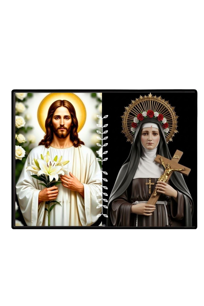 Jesus Christ-St. Therese Of Lisieux Laminated Photo - 7x9 Inches, Divine Blessings For Home & Office And Temple Decoration (F16249)