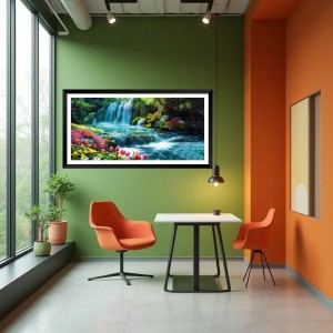 Nature Landscape Floating Frame Scenery Digital Print - (I5876) - 12x24 inch Modern Nature Wall Art for Living Room, Bedroom, Office, Hotels, Drawing Room