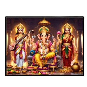 Lord Ganesha Maa Laxmi Sarswati Laminated Photo - 9x11 Inches, Divine Blessings For Home & Office And Temple Decoration (F16143) Lord Ganesha Maa Laxmi Sarswati Laminated Photo - 9x11 Inches, Divine Blessings For Home & Office And Temple Decoration (F16143)