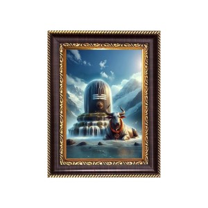Lord Shiva lingam and Nandi Maharaj Digital Print Photo 6.7x8.7 inches - Vibrant Religious Wall Art for Home, Office and Temple Decor. Lord Shiva lingam and Nandi Maharaj Digital Print Photo 6.7x8.7 inches - Vibrant Religious Wall Art for Home, Office and Temple Decor.