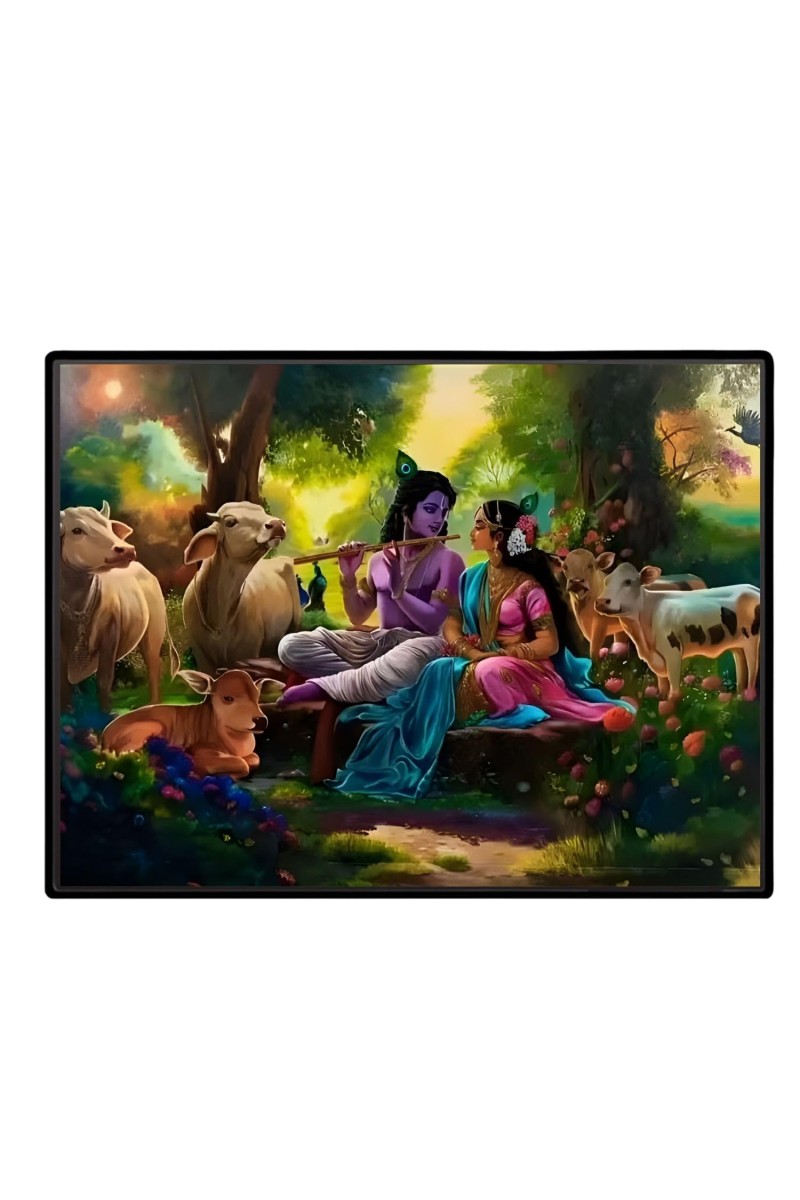 Lord RadhaKrishna Laminated Photo - 9x11 Inches, Divine Blessings For Home & Office And Temple Decoration (F16089)