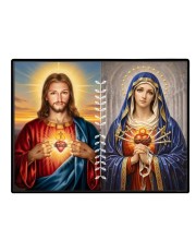 Jesus And Immaculate Heart Of Mary Laminated Photo - 9x11 Inches, Divine Blessings For Home & Office And Temple Decoration (F16190)