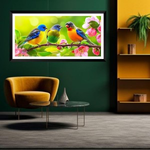Nature Landscape Floating Frame Scenery Digital Print - (I5702) - 24x48 inch Modern Nature Wall Art for Living Room, Bedroom, Office, Hotels, Drawing Room