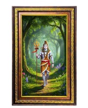 Lord Shiva Digital Golden Balck Color Photo Frame | Hindu Religious Wall Decor | 12x18 Inches - Inspirational Wall Art For Office, Home Decor - Ideal Spiritual Gift (F16545)
