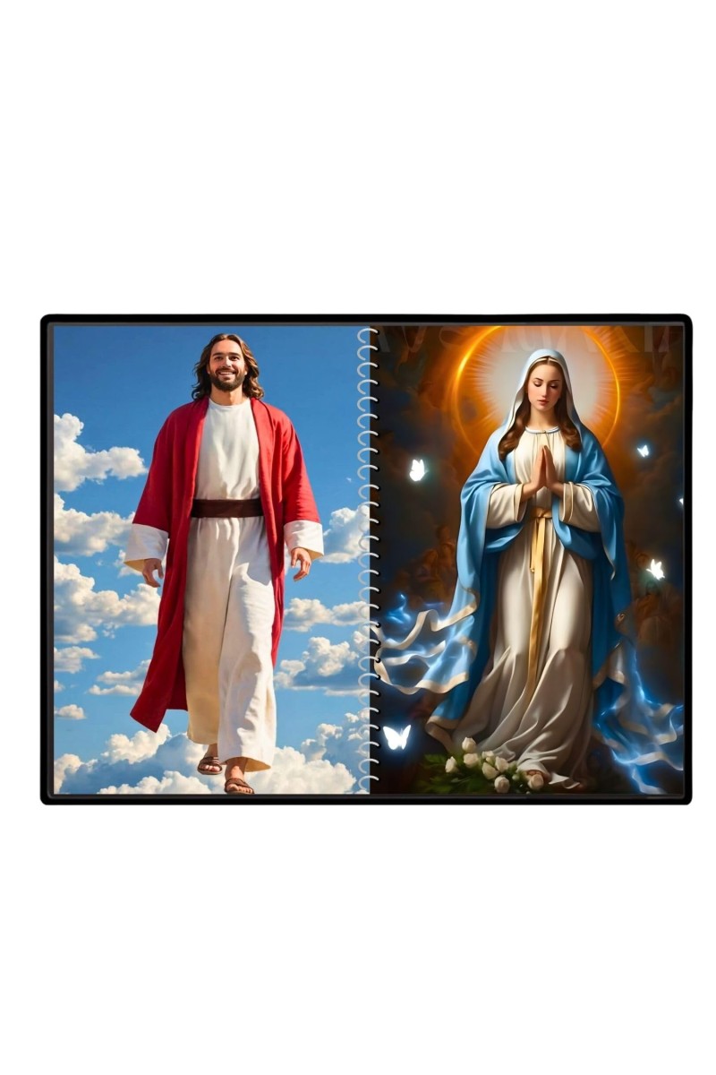 Jesus Christ-Our Lady Of Grace Laminated Photo - 7x9 Inches, Divine Blessings For Home & Office And Temple Decoration (F16391)