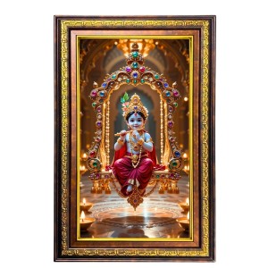Lord Krishna Digital Golden Balck Color Photo Frame | Hindu Religious Wall Decor | 18x24 Inches - Inspirational Wall Art For Office, Home Decor - Ideal Spiritual Gift (F16930) Lord Krishna Digital Golden Balck Color Photo Frame | Hindu Religious Wall Decor | 18x24 Inches - Inspirational Wall Art For Office, Home Decor - Ideal Spiritual Gift (F16930)