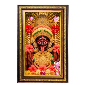 Ma Kali Matha Digital Golden Balck Color Photo Frame | Hindu Religious Wall Decor | 12x18 Inches - Inspirational Wall Art For Office, Home Decor - Ideal Spiritual Gift (F16890)