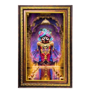 Lord Jagannath Digital Golden Balck Color Photo Frame | Hindu Religious Wall Decor | 18x24 Inches - Inspirational Wall Art For Office, Home Decor - Ideal Spiritual Gift (F16823)