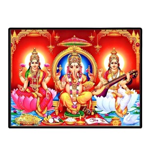 Lord Ganesha Maa Laxmi Sarswati Laminated Photo - 7x9 Inches, Divine Blessings For Home & Office And Temple Decoration (F16140) Lord Ganesha Maa Laxmi Sarswati Laminated Photo - 7x9 Inches, Divine Blessings For Home & Office And Temple Decoration (F16140)