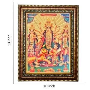 Hitech Sales Lord Maa Durga Family Light Weighted photo Frame Waterproof Acrylic 3d photo with Wooden Frames for Table, Temple Wall, Mandir, Gym, and Outdoor Spaces, Home Decor Hitech Sales Lord Maa Durga Family Light Weighted photo Frame Waterproof Acrylic 3d photo with Wooden Frames for Table, Temple Wall, Mandir, Gym, and Outdoor Spaces, Home Decor