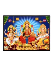 Lord Ganesha Maa Laxmi Sarswati Laminated Photo - 7x9 Inches, Divine Blessings For Home & Office And Temple Decoration (F16127)
