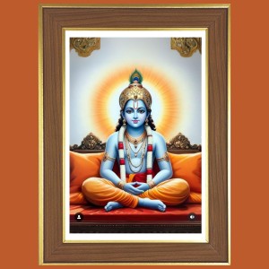 Shri Krishna with Dhyana Mudra Photo Frame - 12x16 Inches, Brown Wooden Frame for Home, Office & Temple Decoration Shri Krishna with Dhyana Mudra Photo Frame - 12x16 Inches, Brown Wooden Frame for Home, Office & Temple Decoration
