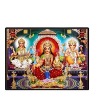 Lord Ganesha Maa Laxmi Sarswati Laminated Photo - 7x9 Inches, Divine Blessings For Home & Office And Temple Decoration (F16125)