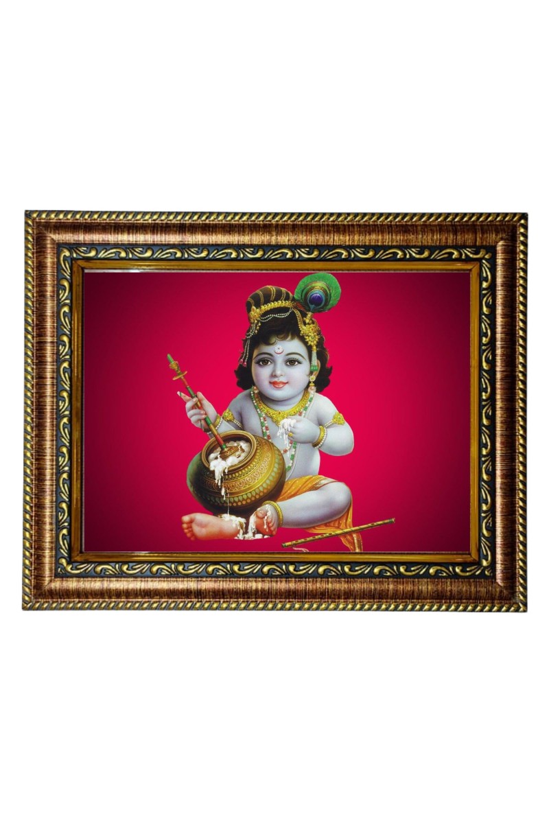 HiTech Sales Lord Krishna Baby picture Bal Gopal deity Divine with Yashoda Mata mother flute childhood image, Wall/Table, Study room & living room, gifts | PVC Frame & Front Face - Glass (10 x 8)