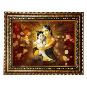 HiTech Sales Lord Krishna and Mother Yashoda Photo Frame Deity for Office, Wall/Table, Study Room & Living Room, Gifts | PVC Frame & Front Face - Glass (9 x 7)