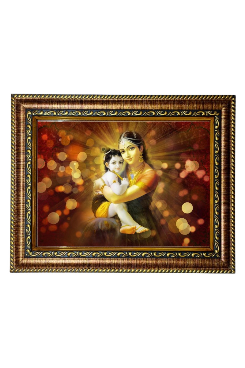HiTech Sales Lord Krishna and Mother Yashoda Photo Frame Deity for Office, Wall/Table, Study Room & Living Room, Gifts | PVC Frame & Front Face - Glass (9 x 7)