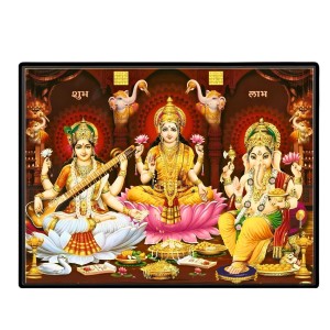 Lord Ganesha Maa Laxmi Sarswati Laminated Photo - 9x11 Inches, Divine Blessings For Home & Office And Temple Decoration (F16128) Lord Ganesha Maa Laxmi Sarswati Laminated Photo - 9x11 Inches, Divine Blessings For Home & Office And Temple Decoration (F16128)