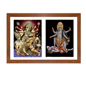 Divine Goddess Maa Durga and Goddess Maa Kali Colored Photo in One Frame |Hindu Wall Art | Perfect for Home, Temple, Puja room or Meditation Room |Spiritual Gift for Devotees