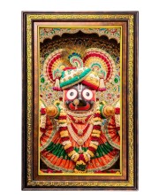 Lord Jagannath Digital Golden Balck Color Photo Frame | Hindu Religious Wall Decor | 18x24 Inches - Inspirational Wall Art For Office, Home Decor - Ideal Spiritual Gift (F16646)