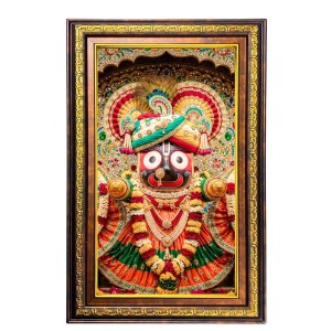 Lord Jagannath Digital Golden Balck Color Photo Frame | Hindu Religious Wall Decor | 18x24 Inches - Inspirational Wall Art For Office, Home Decor - Ideal Spiritual Gift (F16646)
