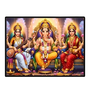 Lord Ganesha Maa Laxmi Sarswati Laminated Photo - 9x11 Inches, Divine Blessings For Home & Office And Temple Decoration (F16145) Lord Ganesha Maa Laxmi Sarswati Laminated Photo - 9x11 Inches, Divine Blessings For Home & Office And Temple Decoration (F16145)